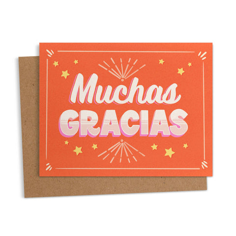 Muchas Gracias Rótulo Spanish Greeting Card