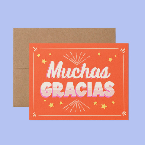 Muchas Gracias Rótulo Spanish Greeting Card