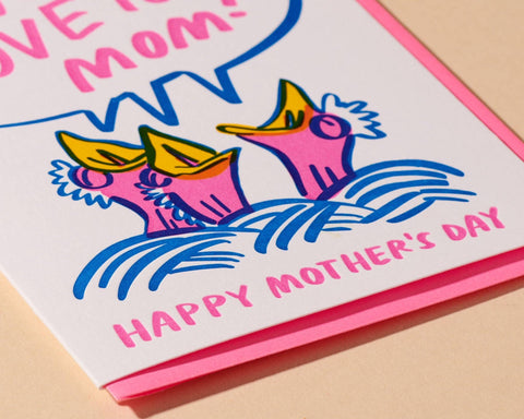 We Love You Mom Letterpress Mother's Day Card