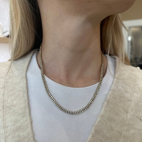 Gold Double Tennis Necklace