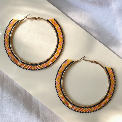 Orange and Pink Triangle Hoops (LARGE)