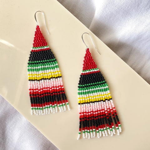 Sarape Beaded Earrings (RED)