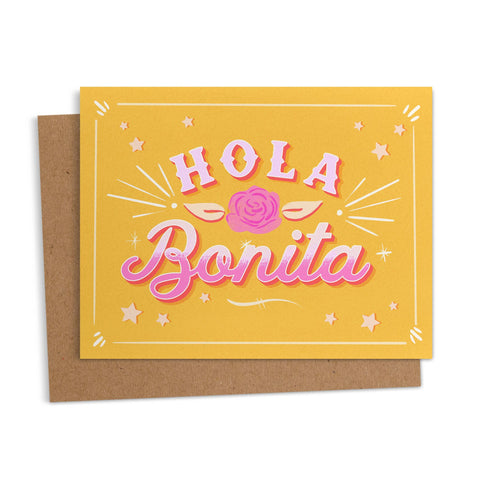 Hola Bonita Rótulo Spanish Greeting Card