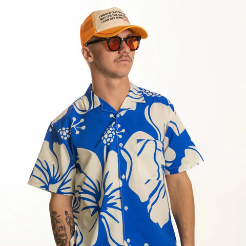 PARADISE LEISURE STRETCH BUTTONUP - BLUE
