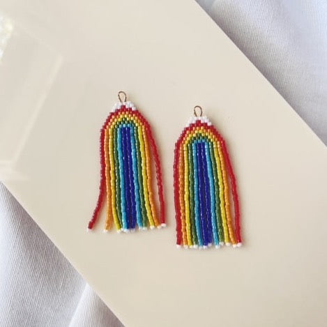 Rainbow PRIDE Fringe Earrings (short)